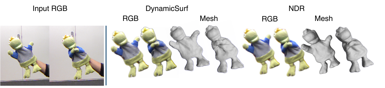 Qualitative comparison with NDR on a frog toy sequence